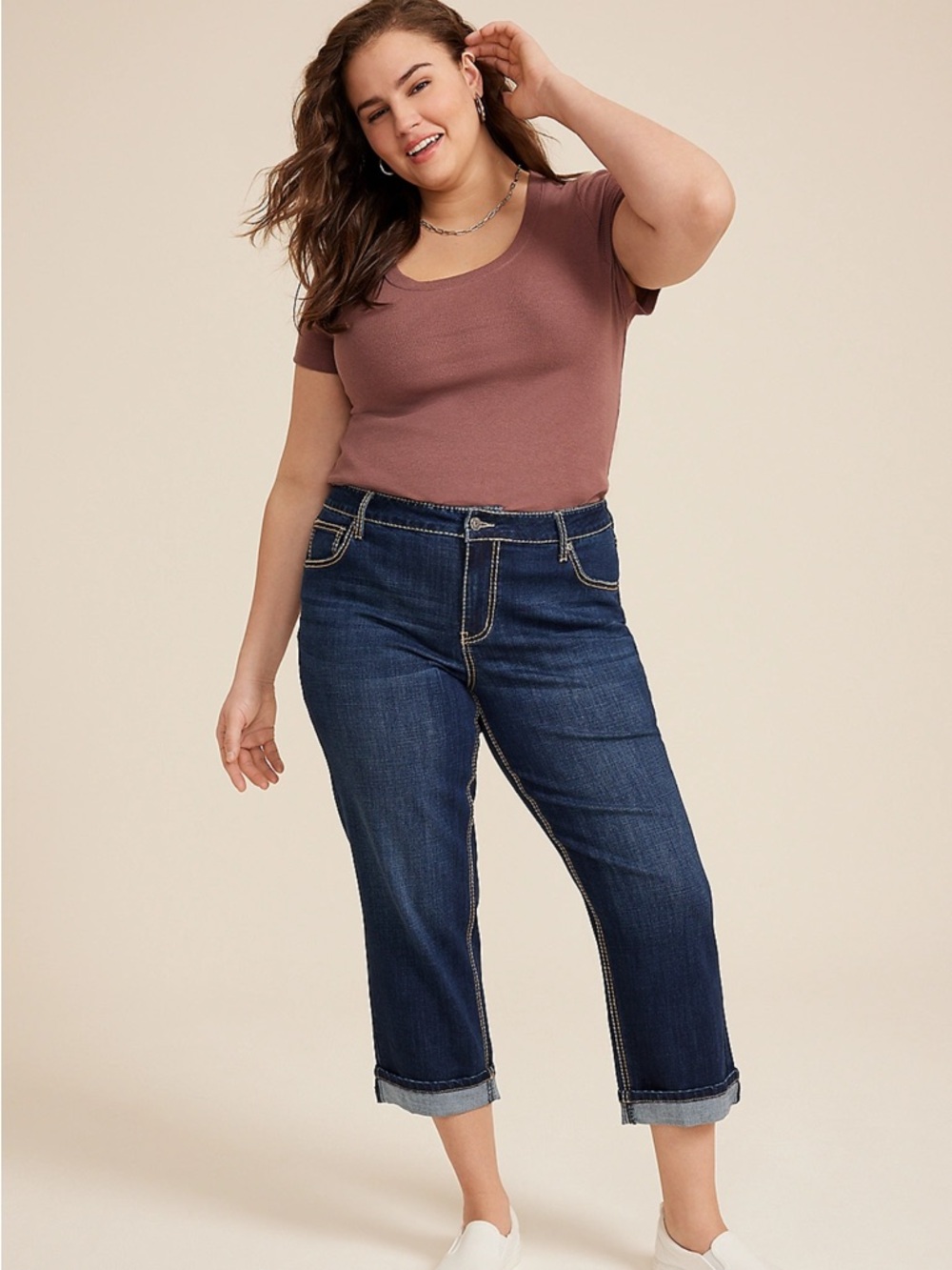 maurices Womens size 12 MidRise Back Flap Pocket Straight Cropped M blue Jeans